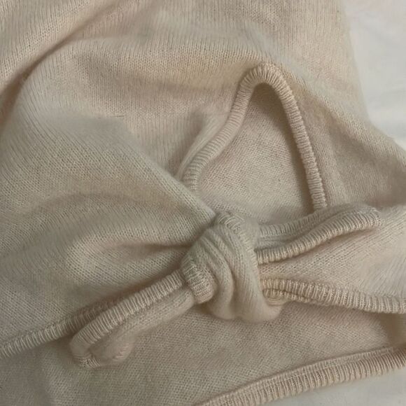 White + Warren Cream Beige Knotted Cashmere Knit Sweater Women's Size Large - Picture 9 of 10